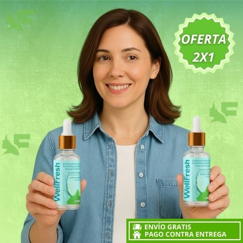 Super Oferta 2x1: Wellfresh Frescura instantánea, aliento limpio y cero bacterias… en solo segundos.
