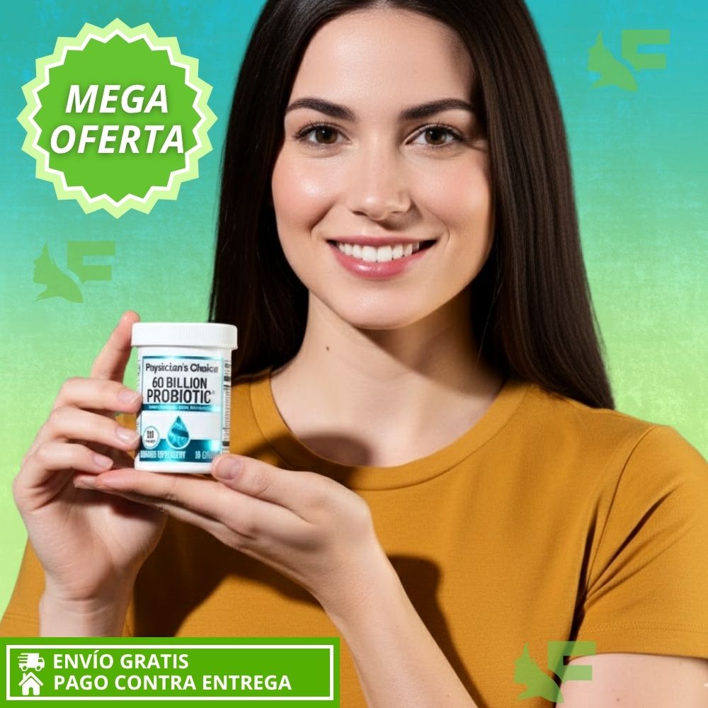 60 Billion Probiotic.  Máximo Equilibrio intestinal, Energía y Bienestar.