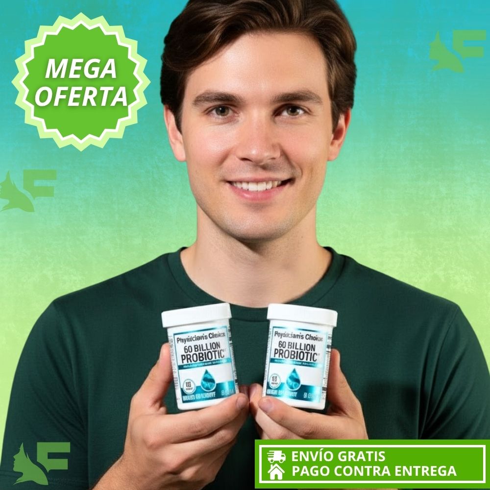 60 Billion Probiotic.  Máximo Equilibrio intestinal, Energía y Bienestar.