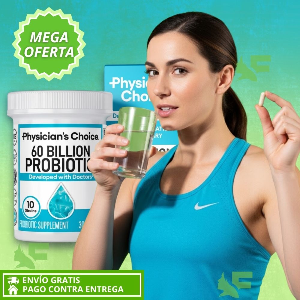 60 Billion Probiotic.  Máximo Equilibrio intestinal, Energía y Bienestar.