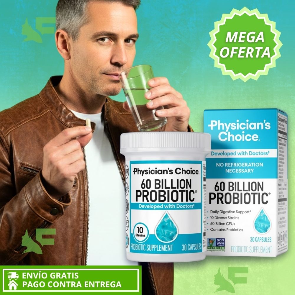60 Billion Probiotic.  Máximo Equilibrio intestinal, Energía y Bienestar.