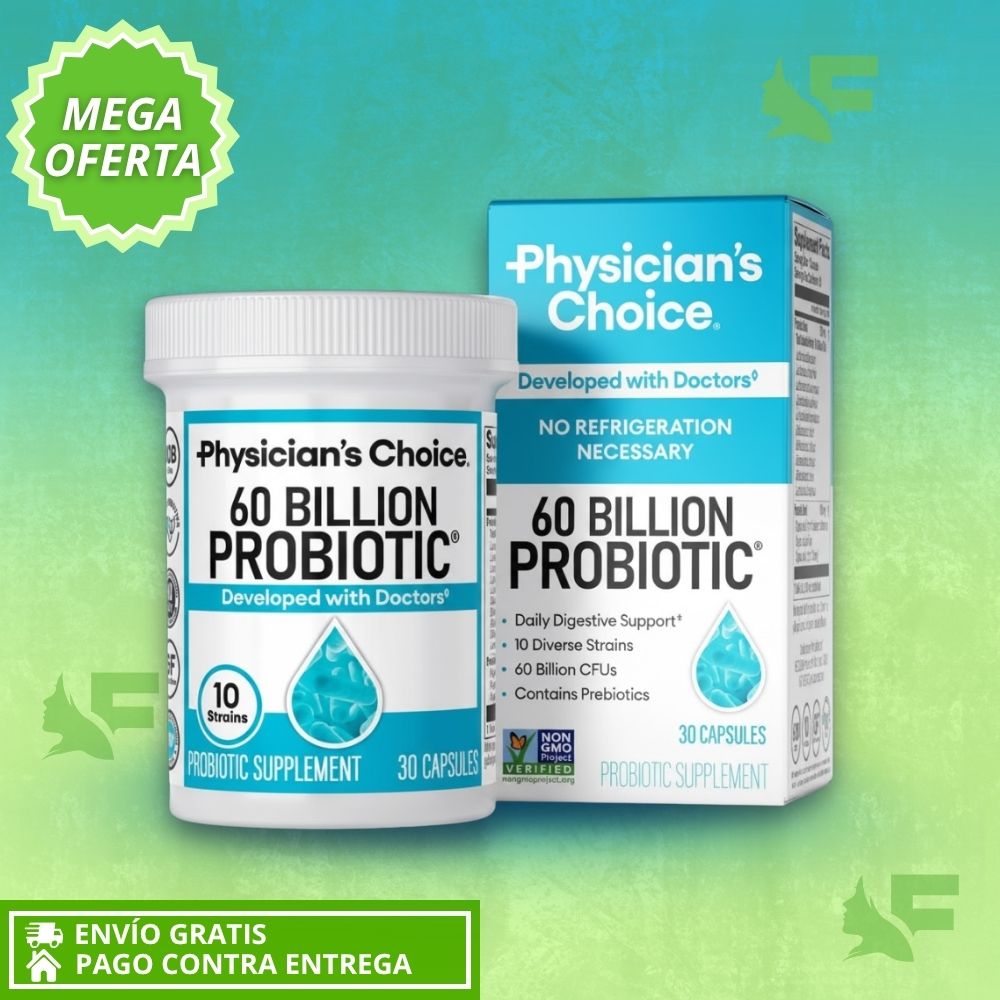 60 Billion Probiotic.  Máximo Equilibrio intestinal, Energía y Bienestar.