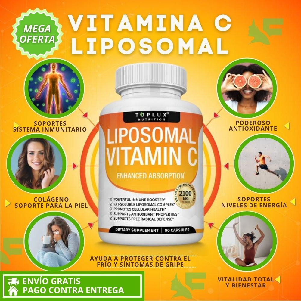 Liposomal Vitamin C. Alta absorción: Energía, defensas y circulación para mujeres +40