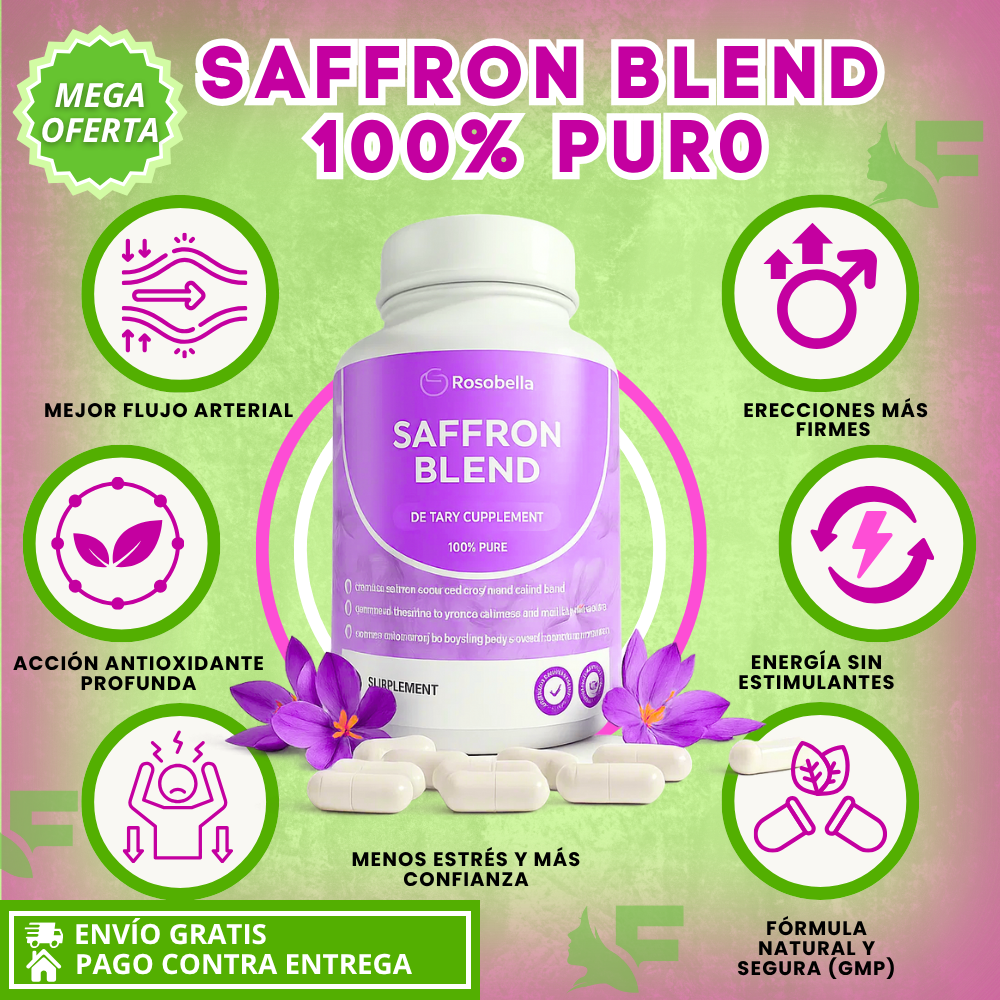 Safrron Blend 100% PURA. Naturalmente: Más flujo, más vigor, más potencia.