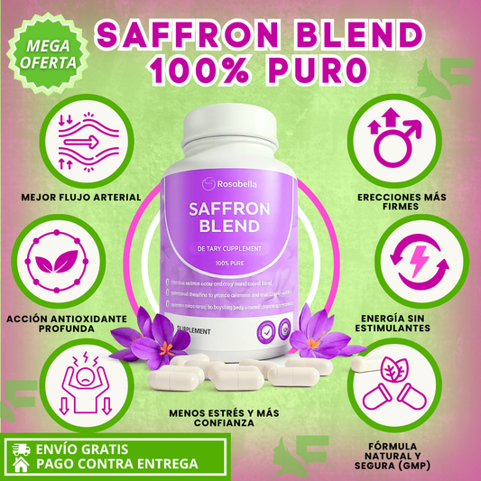 Safrron Blend 100% PURA. Naturalmente: Más flujo, más vigor, más potencia.