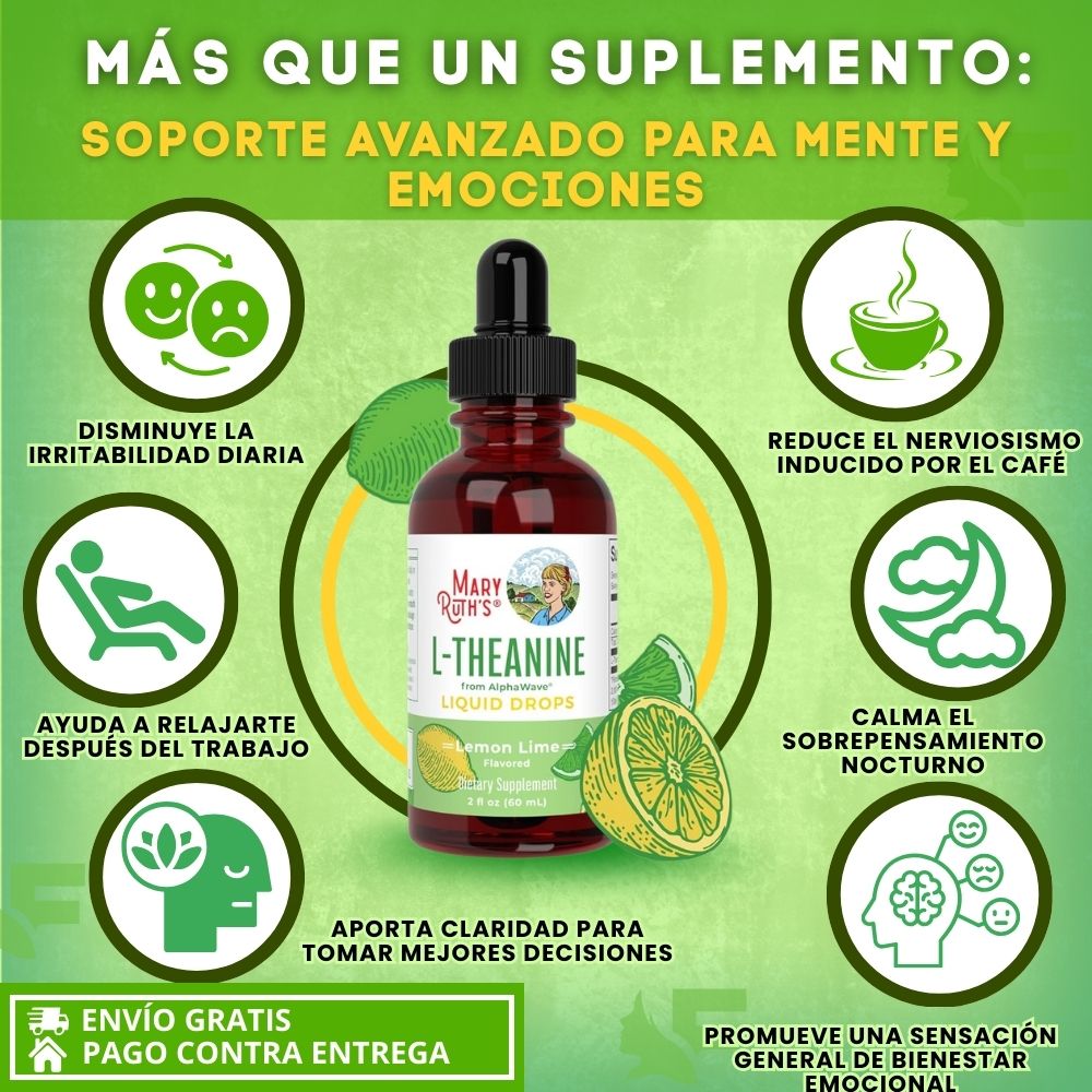 MaryRuth’s L-Theanine. Suplemento esencial para la mente, el descanso y el bienestar diario.