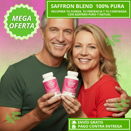 Safrron Blend 100% PURA. Naturalmente: Más flujo, más vigor, más potencia.