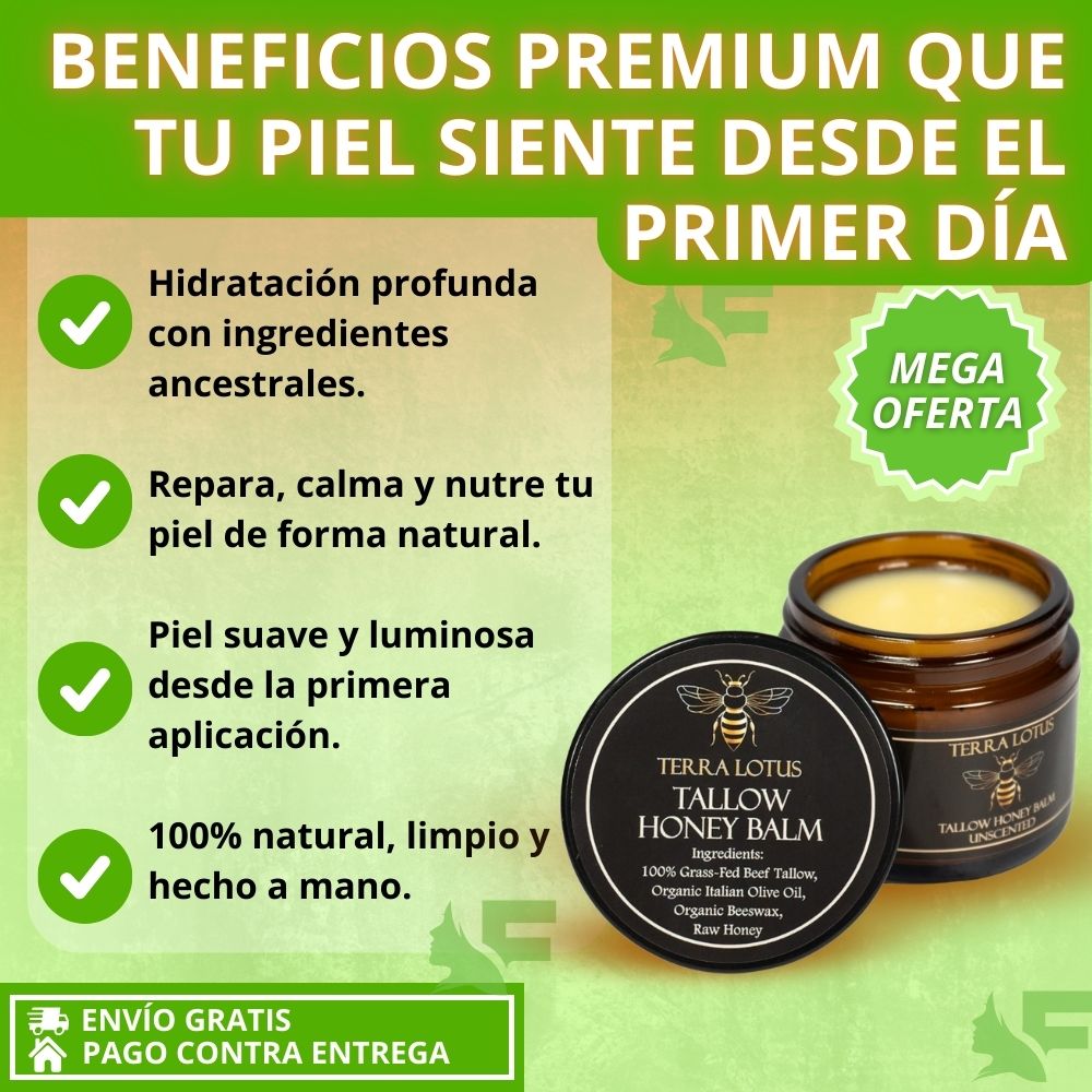 Tallow Honey Balm: Menos arrugas, más luz, más juventud… sin químicos un bálsamo 100% limpio y hecho a mano